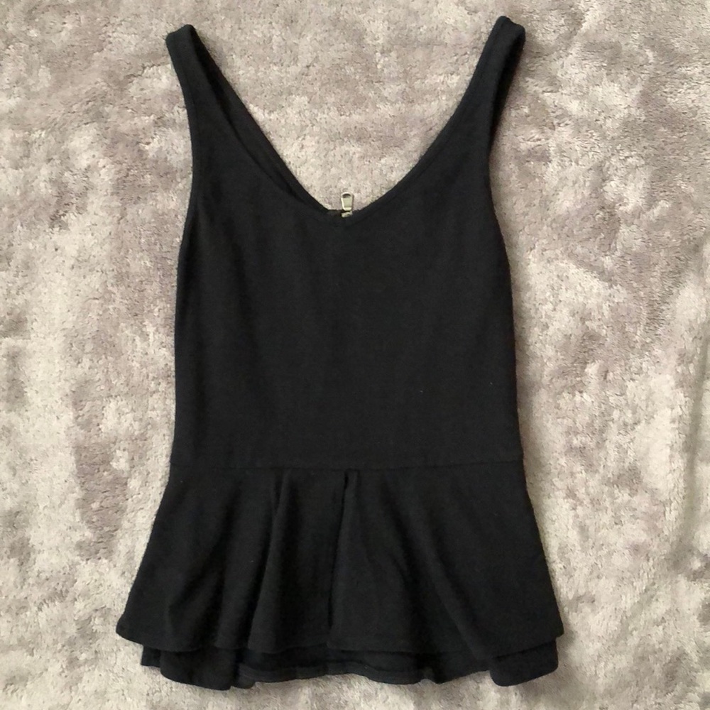 Express Black Peplum Tank Top XS V Neck Zipup